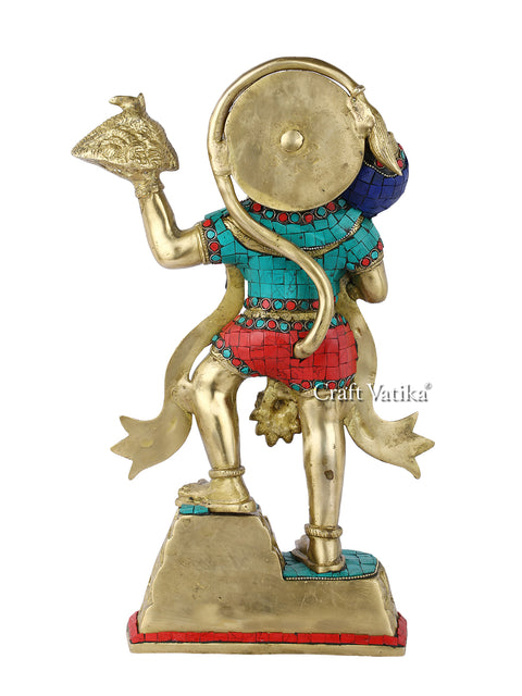 Lord Hanuman Holding The Mountain Of Sanjeevani Herbs Brass Statue Hts109