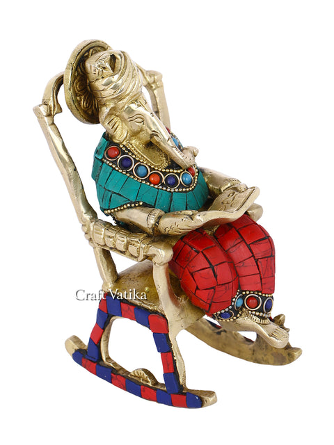 Ganesh Idol Sitting On Chair And Reading Ramayana Showpiece Gts190