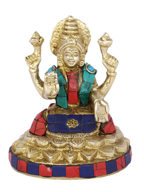 Sitting Laxmi Ganesh Brass Idol Murti Statue Lgbs112