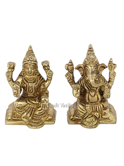 Brass Sitting Lakshmi Ganesha Idol Murti Statue Lgbs111