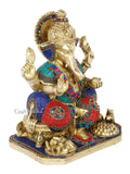 Large Lord Ganesh Idol Handcarved Colorful Statue Gts217