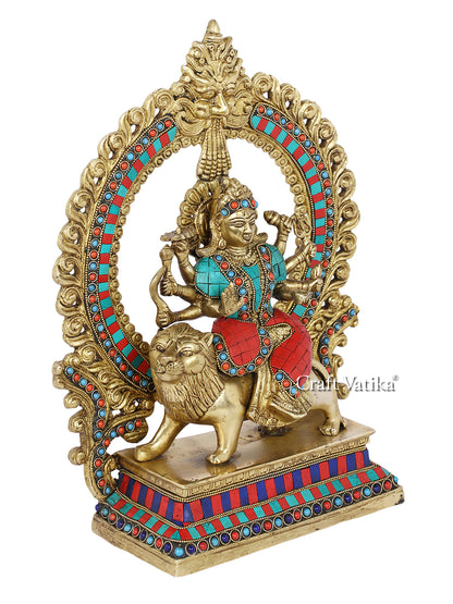 Brass Sitting On Tiger Durga Statue Dts105