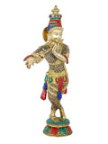 Large Handmade Brass Krishna Idol, 23 Inches Height Kts123