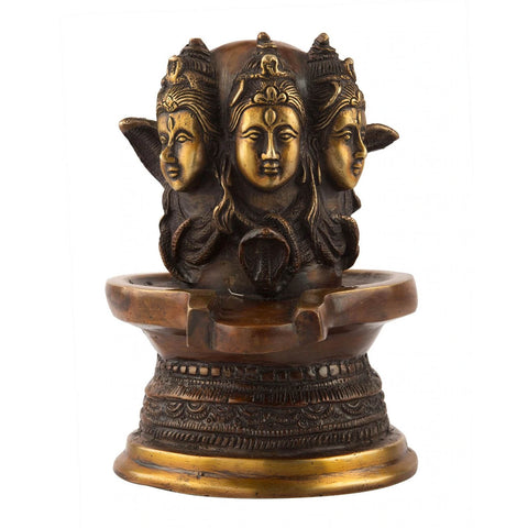 Brass Three Face Shiva Idol