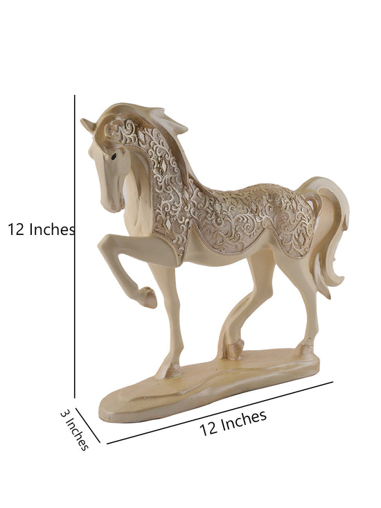 Polyresin Horse with Uplifted Leg Standing Showpiece, DFMAS411