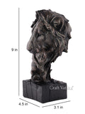 Resin Lion Head with Baby on Base Statue
