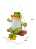 Polyresin Frog on Swing Hanging Statue Showpiece
