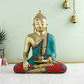 Buddha Brass Statue In Bhumisparsha Mudra With Stone Work Bts222