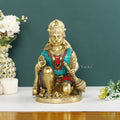Brass Hanuman Murti In Blessing Sculpture With Gada Statue Hts116