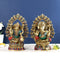 Pair Of God-Goddess Lakshmi Ganesha Ring Turquoise Statue Lgbs143