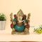 Brass Ganesha Statue With Turquoise Stone Inlay Work Gts253
