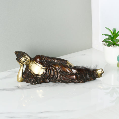 Resting Buddha Antique Brass Idol Statue Bbs252