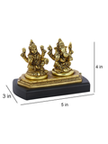 Brass Laxmi Ganesha Idol Murti Sitting On Wooden Base Statue Lgbs124