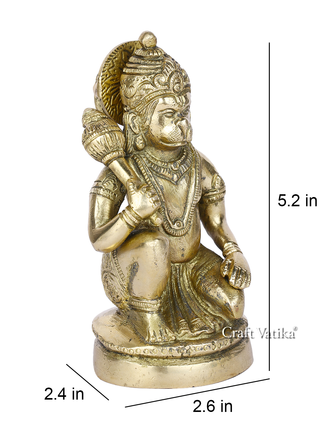 Brass Sitting Lord Hanuman Idol Murti Statue Hbs116