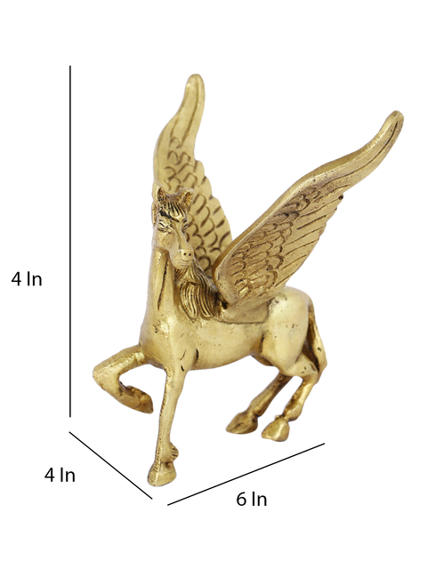 Brass Golden Flying Horse With Wings Decorative Showpiece Dfbs163-Gold
