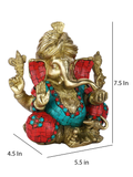 Brass Ganesh Idol With Turban Large Decorative Statue Gts219