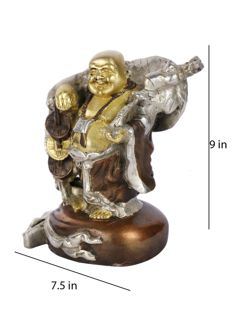 Brass Happy Laughing Buddha Idol Showpiece Good Luck Fengshui Vastu