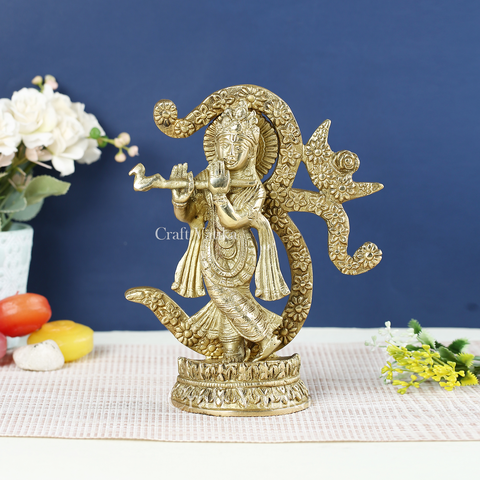 Large Brass Krishna Om Idol Kbs121