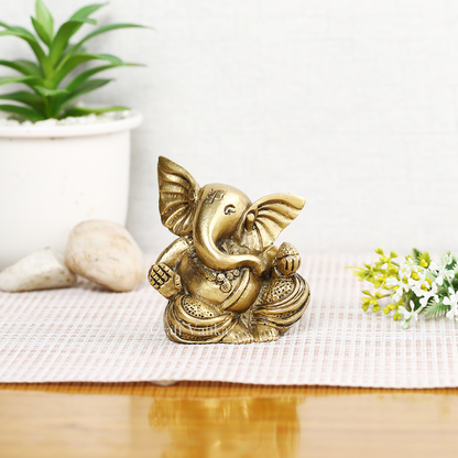 Brass Long Ear Blessing Ganesh Idol Murti Gbs187